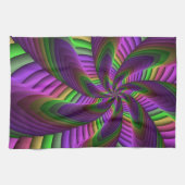 Groovy Energetic Colorful Neon Fraktal Pattern Handtuch (Horizontal)