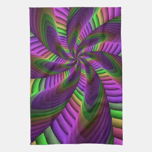 Groovy Energetic Colorful Neon Fraktal Pattern Handtuch (Vertikal)