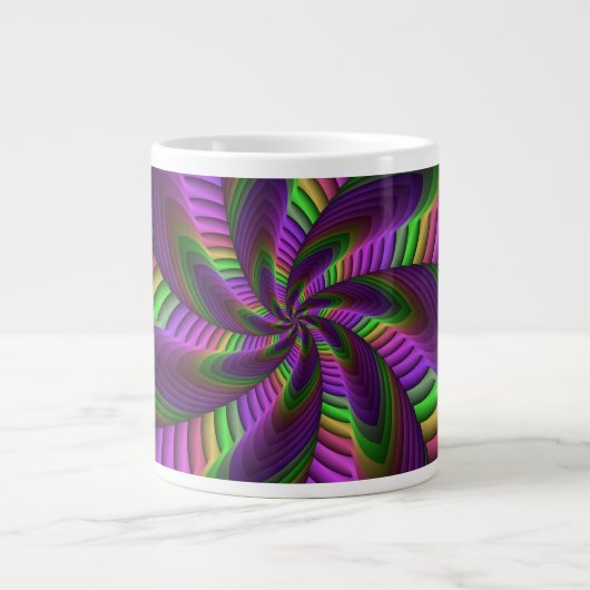 Groovy Energetic Colorful Neon Fraktal Pattern Jumbo-Tasse (Vorderseite)