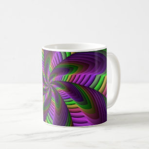 Groovy Energetic Colorful Neon Fraktal Pattern Kaffeetasse