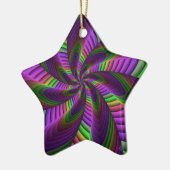 Groovy Energetic Colorful Neon Fraktal Pattern Keramik Ornament (Links)