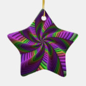 Groovy Energetic Colorful Neon Fraktal Pattern Keramik Ornament (Hinten)