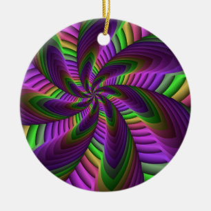Groovy Energetic Colorful Neon Fraktal Pattern Keramik Ornament