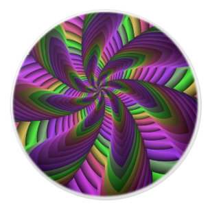 Groovy Energetic Colorful Neon Fraktal Pattern Keramikknauf
