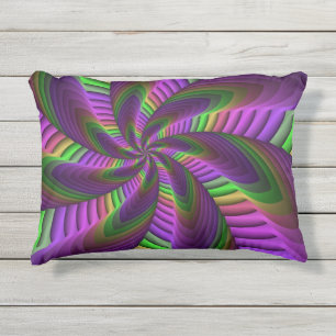 Groovy Energetic Colorful Neon Fraktal Pattern Kissen Für Draußen