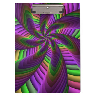 Groovy Energetic Colorful Neon Fraktal Pattern Klemmbrett