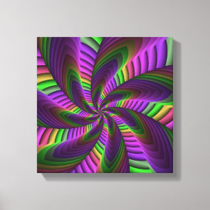 Groovy Energetic Colorful Neon Fraktal Pattern Leinwanddruck