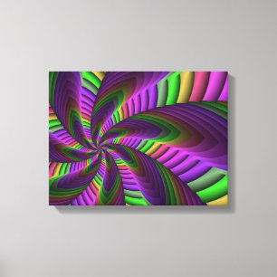 Groovy Energetic Colorful Neon Fraktal Pattern Leinwanddruck