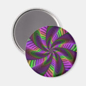 Groovy Energetic Colorful Neon Fraktal Pattern Magnet (Vorderseite/Rückseite)