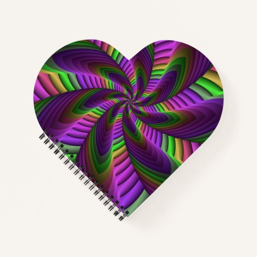 Groovy Energetic Colorful Neon Fraktal Pattern Notizblock (Vorderseite)