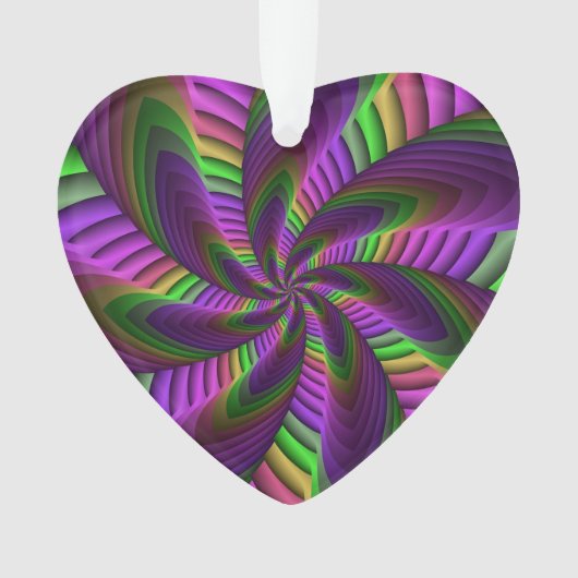 Groovy Energetic Colorful Neon Fraktal Pattern Ornament (Vorderseite)