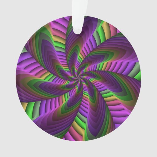 Groovy Energetic Colorful Neon Fraktal Pattern Ornament (Vorderseite)