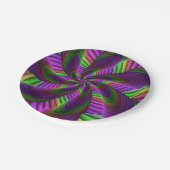 Groovy Energetic Colorful Neon Fraktal Pattern Pappteller (Schrägansicht)