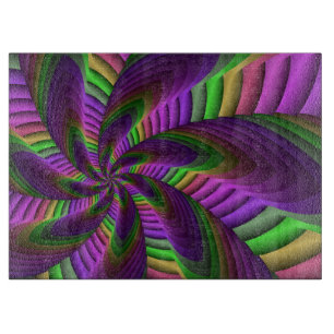 Groovy Energetic Colorful Neon Fraktal Pattern Schneidebrett