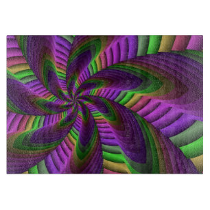 Groovy Energetic Colorful Neon Fraktal Pattern Schneidebrett