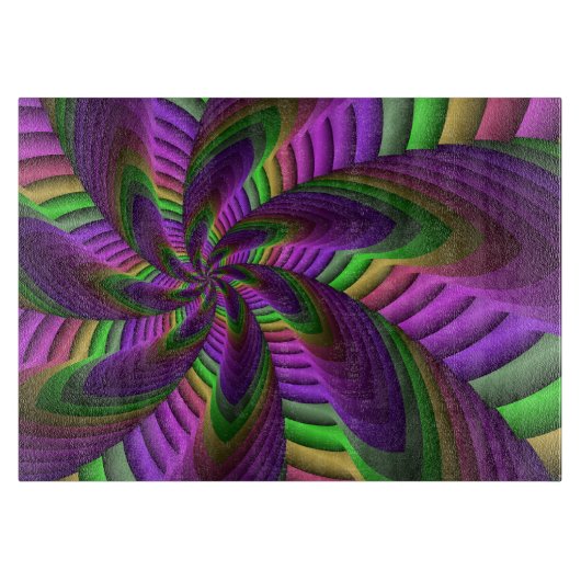 Groovy Energetic Colorful Neon Fraktal Pattern Schneidebrett (Vorderseite)