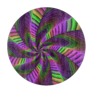 Groovy Energetic Colorful Neon Fraktal Pattern Schneidebrett
