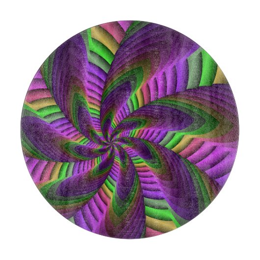 Groovy Energetic Colorful Neon Fraktal Pattern Schneidebrett (Vorderseite)