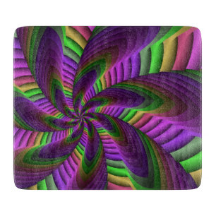 Groovy Energetic Colorful Neon Fraktal Pattern Schneidebrett