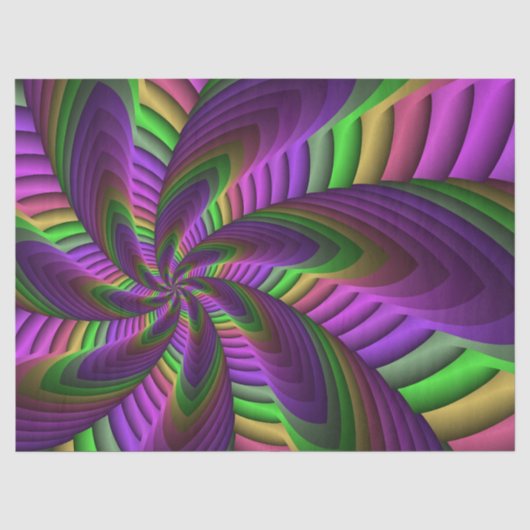 Groovy Energetic Colorful Neon Fraktal Pattern Seidenpapier (Vorderseite)