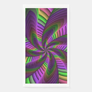 Groovy Energetic Colorful Neon Fraktal Pattern Serviette