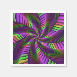 Groovy Energetic Colorful Neon Fraktal Pattern Serviette