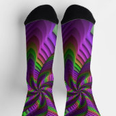 Groovy Energetic Colorful Neon Fraktal Pattern Socken (Oben)