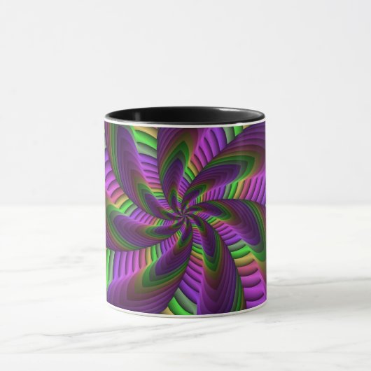 Groovy Energetic Colorful Neon Fraktal Pattern Tasse (Zentrum)