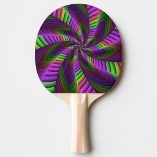 Groovy Energetic Colorful Neon Fraktal Pattern Tischtennis Schläger
