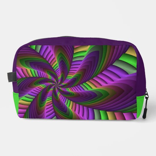 Groovy Energetic Colorful Neon Fraktal Pattern Waschbeutel (Vorderseite)