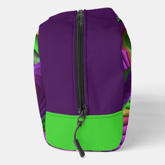 Groovy Energetic Colorful Neon Fraktal Pattern Waschbeutel (Rechts)