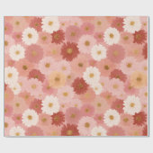 Groovy Erröten Boho Daisy Blumen Garten Muster Geschenkpapier (Flach)