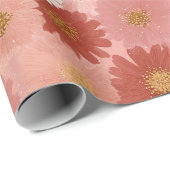 Groovy Erröten Boho Daisy Blumen Garten Muster Geschenkpapier (Rolleneckpunkt)