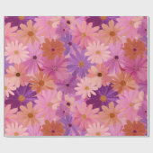 Groovy Erröten Boho Daisy Blumen Garten Muster Geschenkpapier (Flach)