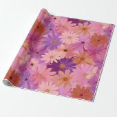 Groovy Erröten Boho Daisy Blumen Garten Muster Geschenkpapier (Ungerollt)