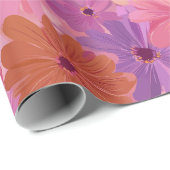 Groovy Erröten Boho Daisy Blumen Garten Muster Geschenkpapier (Rolleneckpunkt)