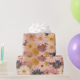 Groovy Erröten Boho Daisy Blumen Garten Muster Geschenkpapier