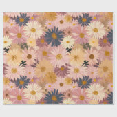 Groovy Erröten Boho Daisy Blumen Garten Muster Geschenkpapier (Flach)