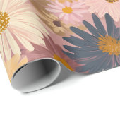 Groovy Erröten Boho Daisy Blumen Garten Muster Geschenkpapier (Rolleneckpunkt)