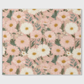 Groovy Erröten Boho Daisy Blumen Garten Muster Geschenkpapier (Flach)