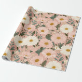 Groovy Erröten Boho Daisy Blumen Garten Muster Geschenkpapier (Ungerollt)