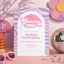 Groovy Erste Geburtstags-Retro-Boho-Einladung