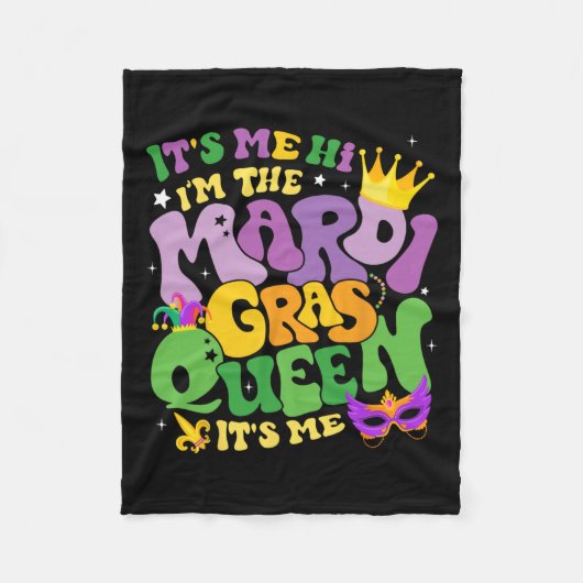 Groovy Es ist ich Hi im Mardi Gras Queen's Me C Fleecedecke (Vorderseite)
