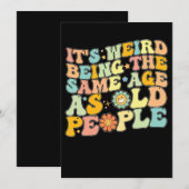 Groovy Es ist komisch, das gleiche Alter wie alte  Einladung (Vorne/Hinten)