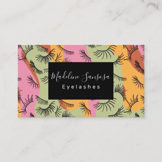 Groovy Eyelash Salon Technician Business Card Visitenkarte (Vorderseite)
