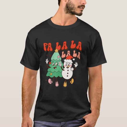 Groovy Fa La Christmas Niedliche Weihnachtsmannmüt T-Shirt (Vorderseite)