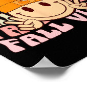 Groovy Fall Vibes Smile Face Retro Herbstwochen Poster (Ecke)