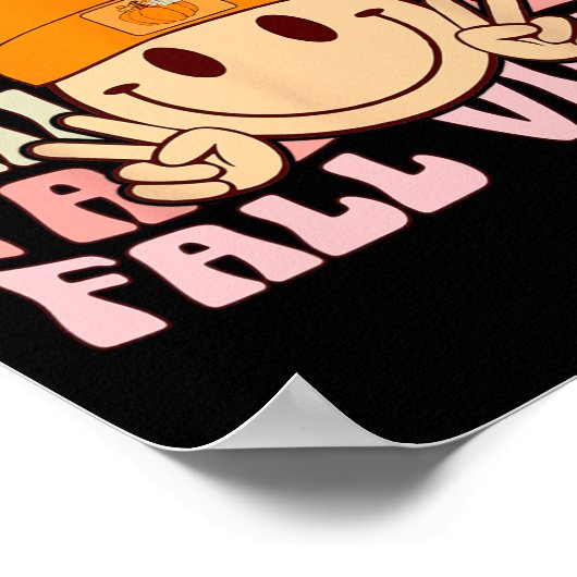 Groovy Fall Vibes Smile Face Retro Herbstwochen Poster (Ecke)