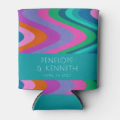 Groovy farbenfrohe Lila Retro Hochzeit maßgeschnei Dosenkühler (Vorderseite)