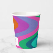 Groovy farbenfrohe Lila Retro Hochzeit maßgeschnei Pappbecher (Links)
